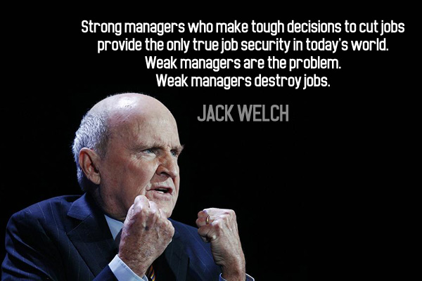 Strong managers who make tough decisions to cut jobs provide the only true job security in today’s world. Weak managers are the problem. Waek managers destory jobs.