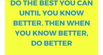 Do the best you can until you know better. Then when you know better, DO BETTER.