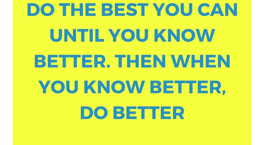 Do the best you can until you know better. Then when you know better, DO BETTER.